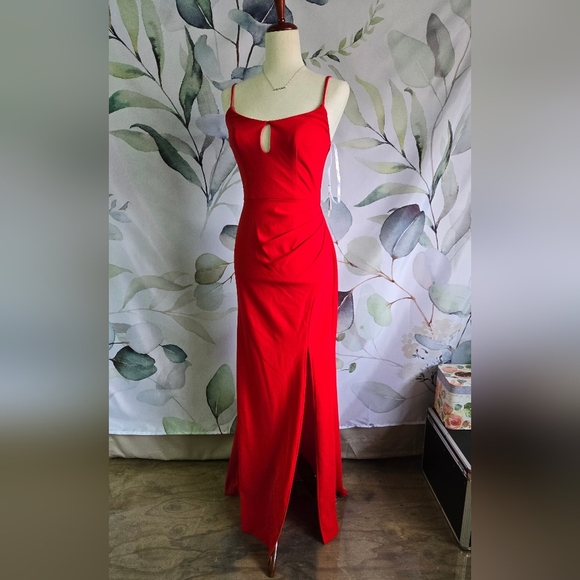 DB STUDIO | Crepe Keyhole Sheath with Side Slit in Poppy sz 2 - Picture 1 of 12